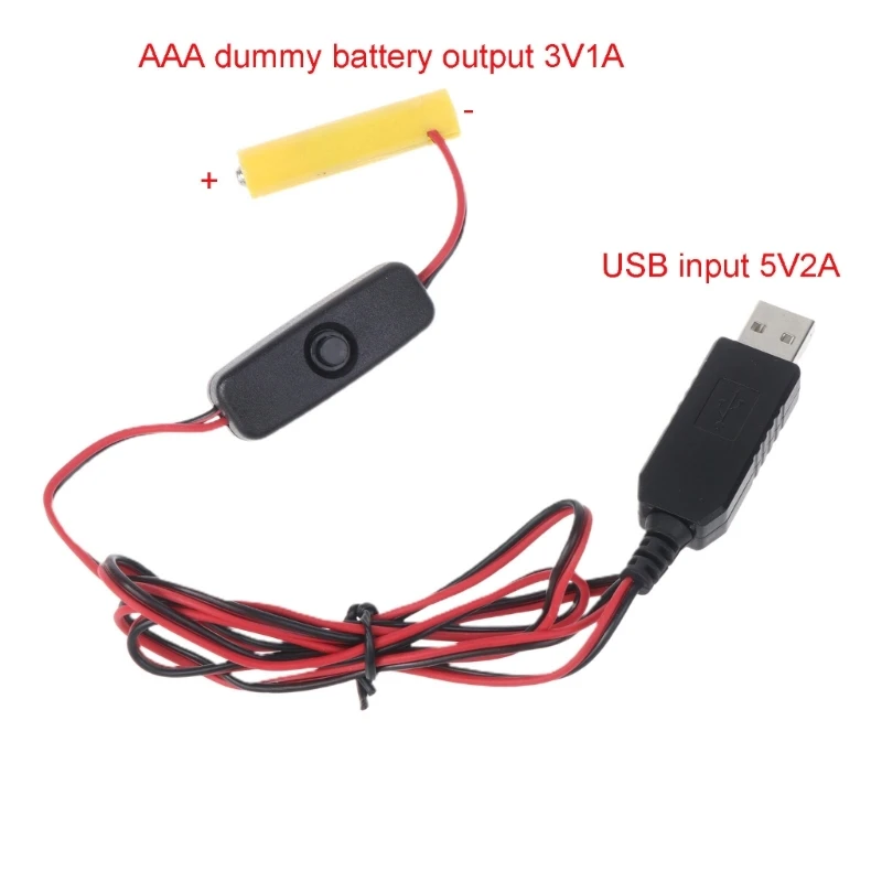 USB Power Converter with Switches Battery Eliminators Replace 2pcs 1.5V LR03 AAA for LED Light Control