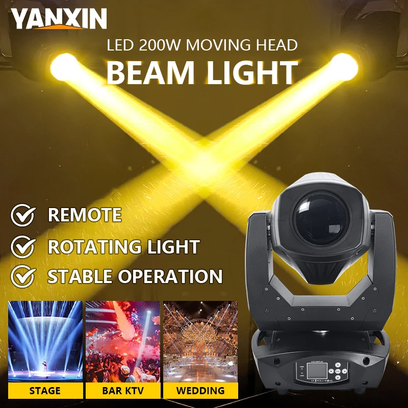 Dj Lights Professional 200W Moving Head Light Pattern Wash Beam DMX512 Sound Activated Stage Light Disco Wedding Club Bar Event