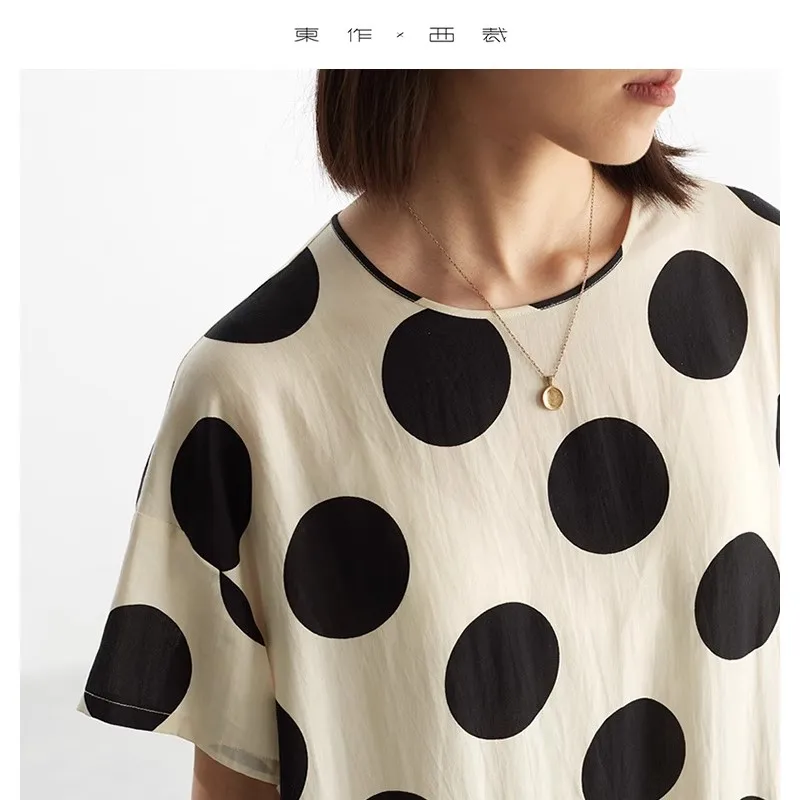 

The Fabric Comes with a Cool ~ Women's Loose Retro Classic Large Polka Dot Dress That Covers the Flesh and Looks Slimming Look, Long Skirt for Small People