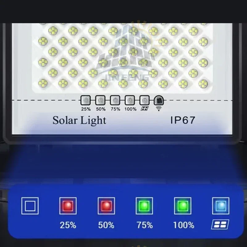 100/200/300W lampada solare faretto impermeabile per esterni lampada da esterno a luce Led con telecomando lampione solare controllo della luce