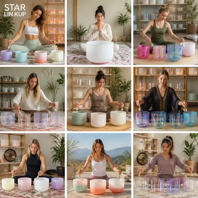 STAR LIN KUP 22 Inch Large Crystal Singing Bowl Customizable Frequency Meditation Sound Bath Healing Instrument for Yoga