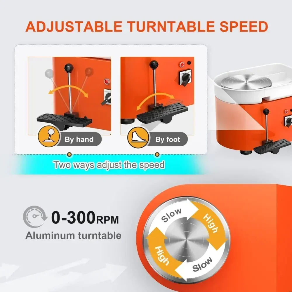 

Exquisite Electric 9.8" Inch Detachable Basin Electric Pottery Wheel With Foot Pedal DIY Clay Tool Machine For Ceramic Work