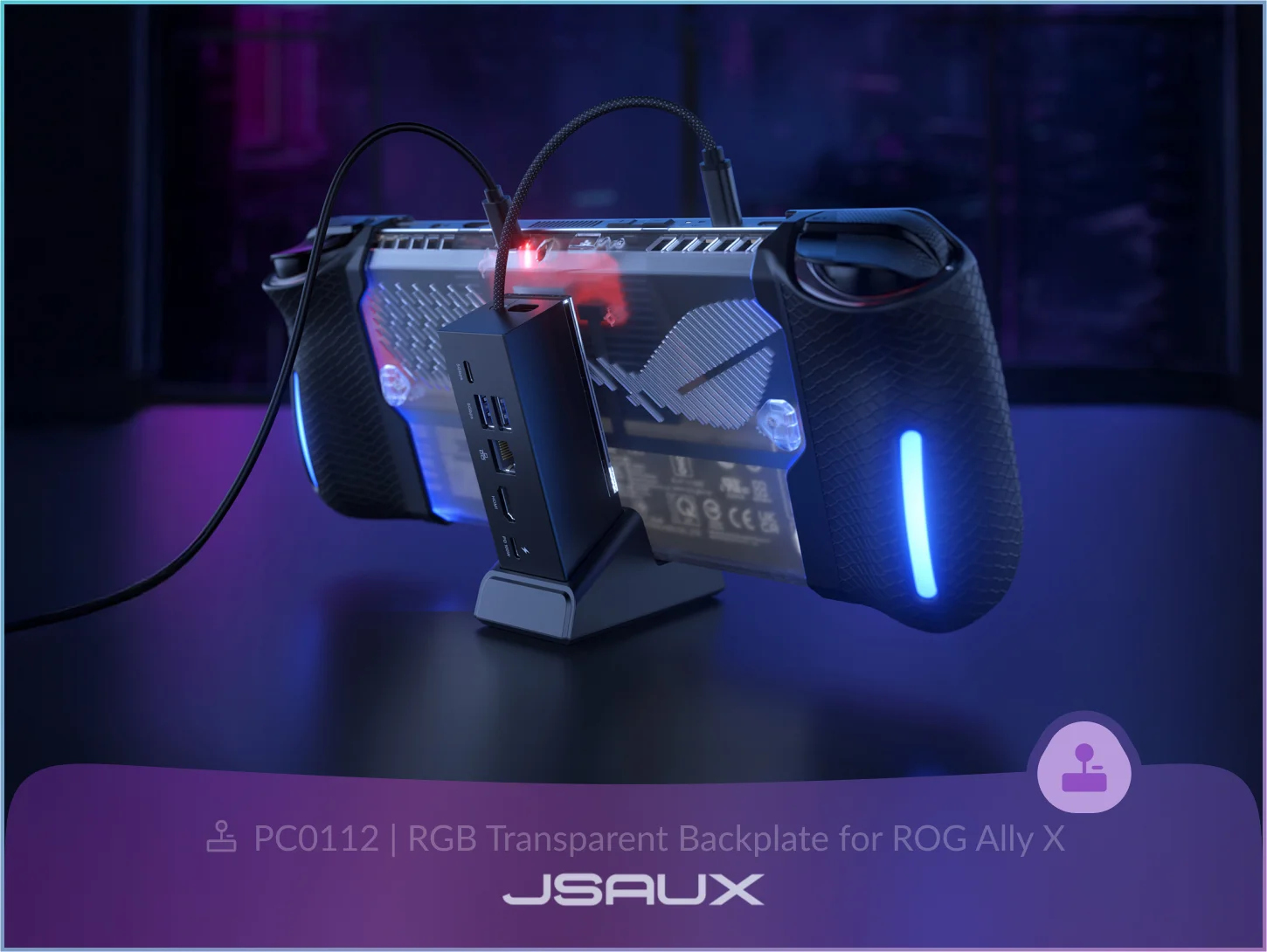 RGB Transparent Back Plate Compatible for ASUS ROG Ally X, DIY Clear Edition Replacement Shell Case for ASUS ROG Ally X