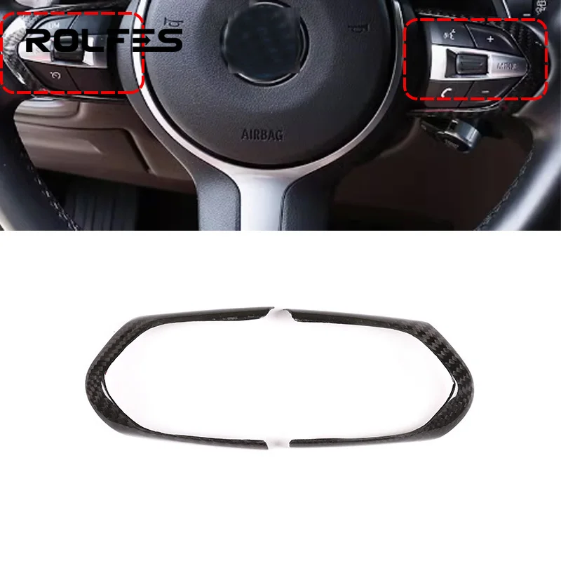 

ROLFES Carbon Fiber Steering Wheel Button Frame Cover Trim For BMW F20 F22 F21 F30 F32 F33 F36 F06 F12 F13 X5 F15 X6 F16 M-Sport