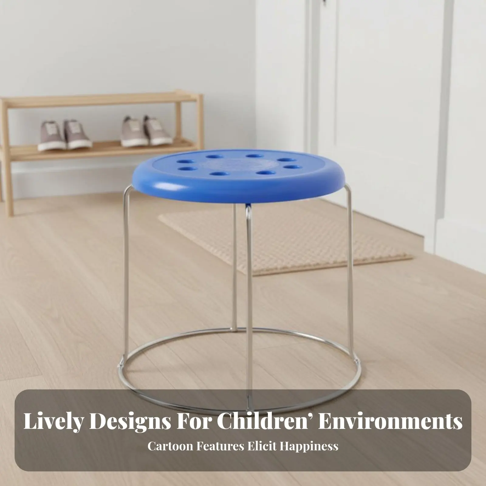 

Круглый табурет с 8 отверстиями, адаптируемый, штабелируемый, с высокой нагрузочной способностью, для взрослых, детей, ванной комнаты, гостиной, кухни.