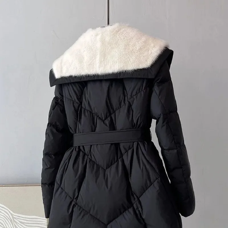 Womens Down Jacket Faux Fur Collar Winter Jacket Thicken Fashion White Duck Down Coat Female Korean Casual Warm Parkas