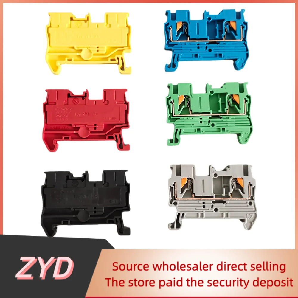 ZYD 10Pcs PT2.5 Push-in Terminal 2.5mm Cable Electrical Connector DIN Rail Terminal Block Feed-Through Strip Plug PT2.5 PT-2.5
