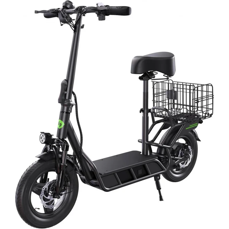 Isinwheel electric scooter with seat for adult 700W motor, full suspension, 21mph top speed, 28 miles range, 480wh battery, turn