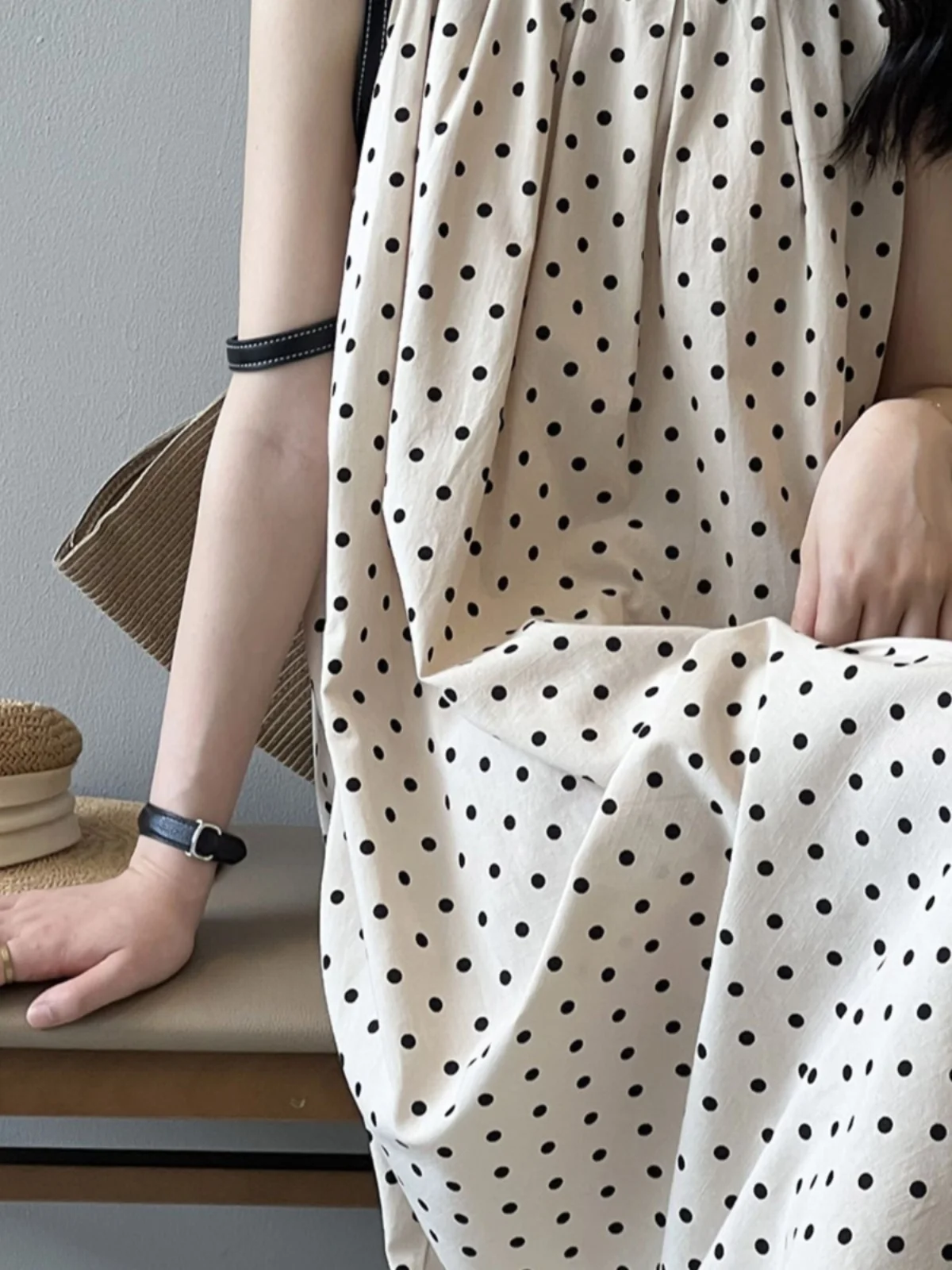 Estate a pois Dr Svel Ne da donna Gilet appeso Lungo Dr Lazy Sle Pendolarismo Stampa vintage Gonna a trapezio a vita larga