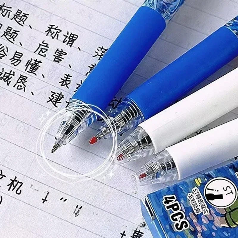 4Pcs Creative Vintage Oil Painting 0.5mm Gel Pens Set Large Capacity Quick-Drying Black Ink Pen Fashion Office Signature Pen