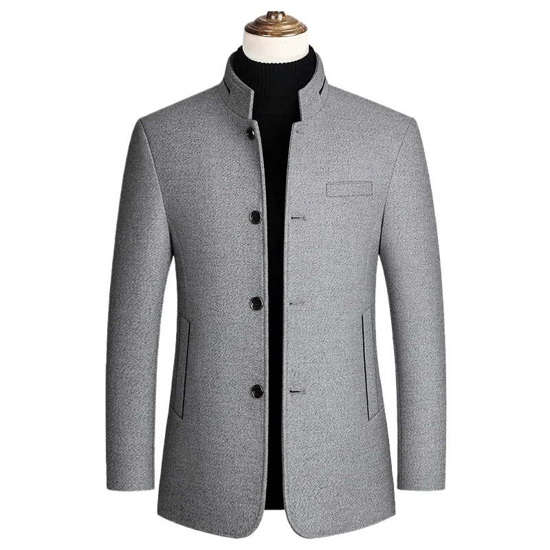 New Autumn Winter Men Wool Blends Stand-up Collar Business Casual Blazers Jackets Man High Quality Men Blazers Coats Jackets 4XL