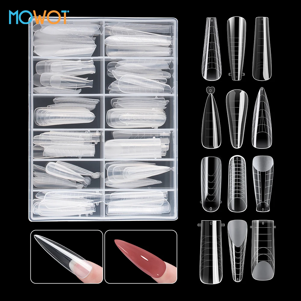 

MOWOT 145pcs/box Dual Form Nail Mold Set for Poly Nail Gel Acrylic Nail Extension System Tip Full Cover Quick Building Gel Molds