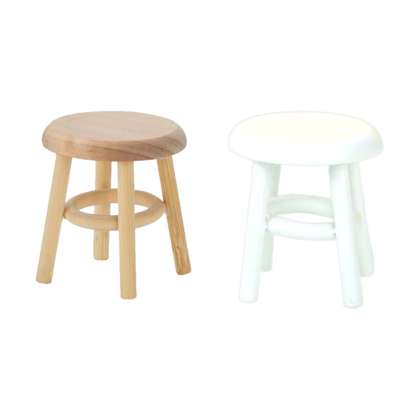 3-4pack Miniature Stool Round Stool Seat Furniture for 1/12 Dollhouse Kitchen