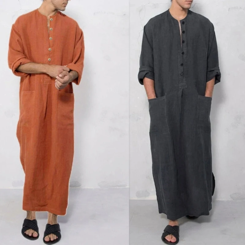 

Muslim Men Jubba Thobe with Pockets Soft Middle East Muslim Robe Muslim Kaftan