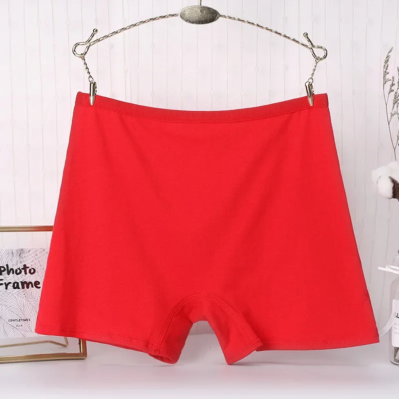 1 Uds. Bragas de algodón para mujer, Boxer de talla grande, ropa interior, calzoncillos de cintura alta, lencería femenina de Color sólido,