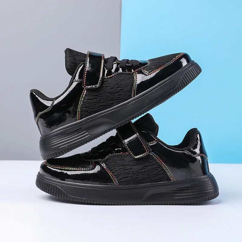 2025 أحذية رياضية للأطفال ربيع/خريف جديد بنين بنات أحذية رياضية أحذية رسمية عادية جلدية لينة سوليد الأطفال خفيفة ومريحة #1