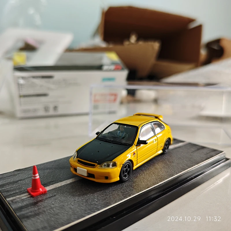 Diecast Model Car 1/64 Honda Ek9 Car ModeI Initial D Sports Car Play Vehicles Original Box