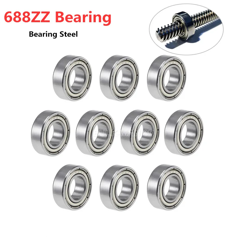 

1-200pcs/Lot High Precision 688ZZ Deep Groove Ball Bearings 8x16x5mm Bearing Steel for 8mm Threaded ACME Rod,3D Printer