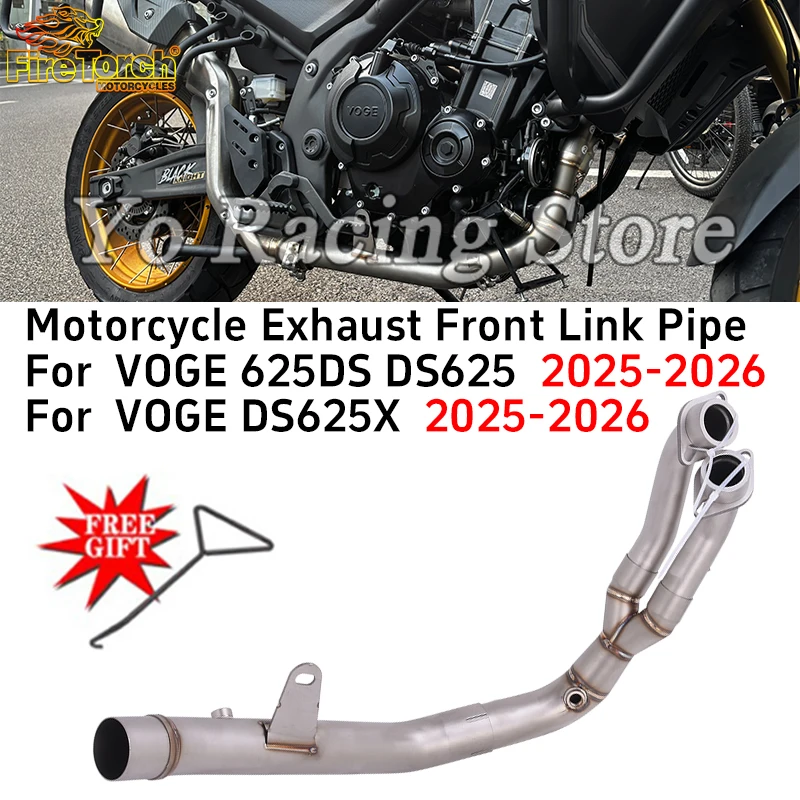 Tubo di Collegamento Anteriore in Acciaio Inox per Scarico Moto VOGE 625DS DS625 DS625X 2025 2026, Compatibile con Silenziatore Originale