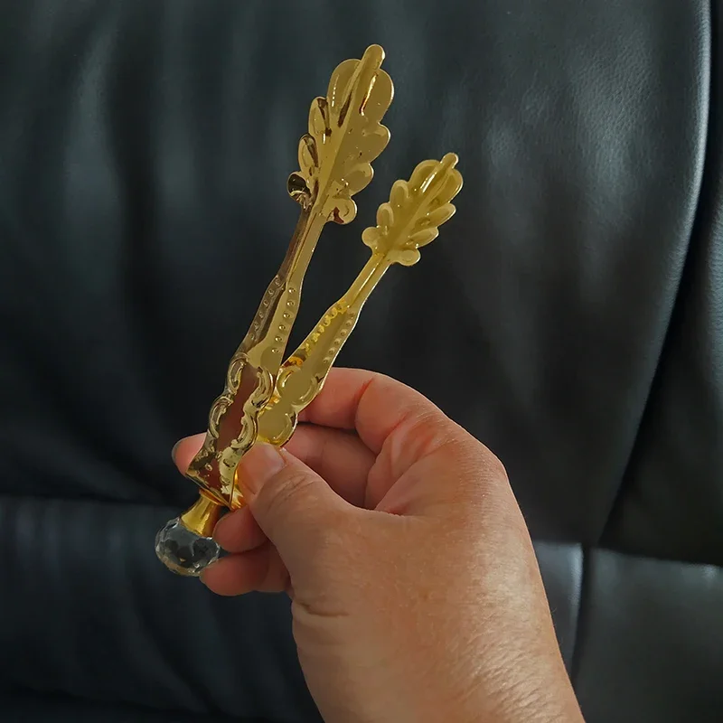 YXY Golden/Sliver Incense Clip Metal Solid Spices Tweezers 14cm Dessert and Ice Clips Non-slip Thicken Metal Tartar Food Clamp