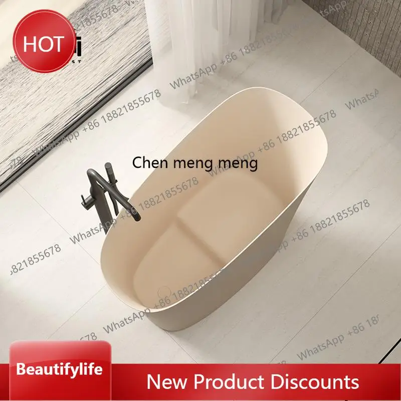 

zq10 Japanese-style mini artificial stone deep-soaking seated bathtub oval freestanding household bathroom bathtub