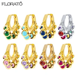 Exquisite Colorful Crystal Pendant Hoop Earrings 925 Sterling Silver Ear Needle European American Style Earrings For Women Gifts