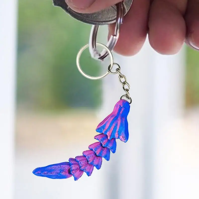 Dragon Keychain | Gothic Bone Dragon Keychain | Movable 3D Printed Dragon Key Ring Articulated Bone Dragon Tail  for Girls