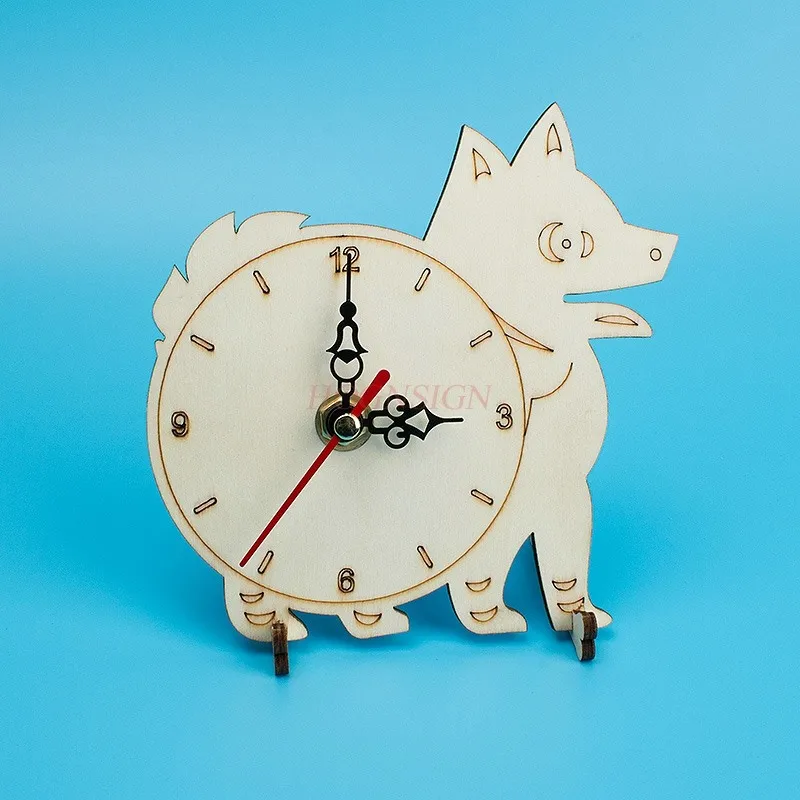 Homemade puppy assembly small clock Primary school students DIY technology small production toy material package time cognition