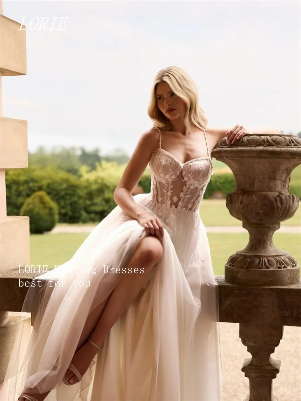LORIE فستان زفاف فاخر من الدانتيل على شكل حرف A فساتين زفاف على شكل قلب مزين بثوب زفاف رشيق مخصص 2026 #3