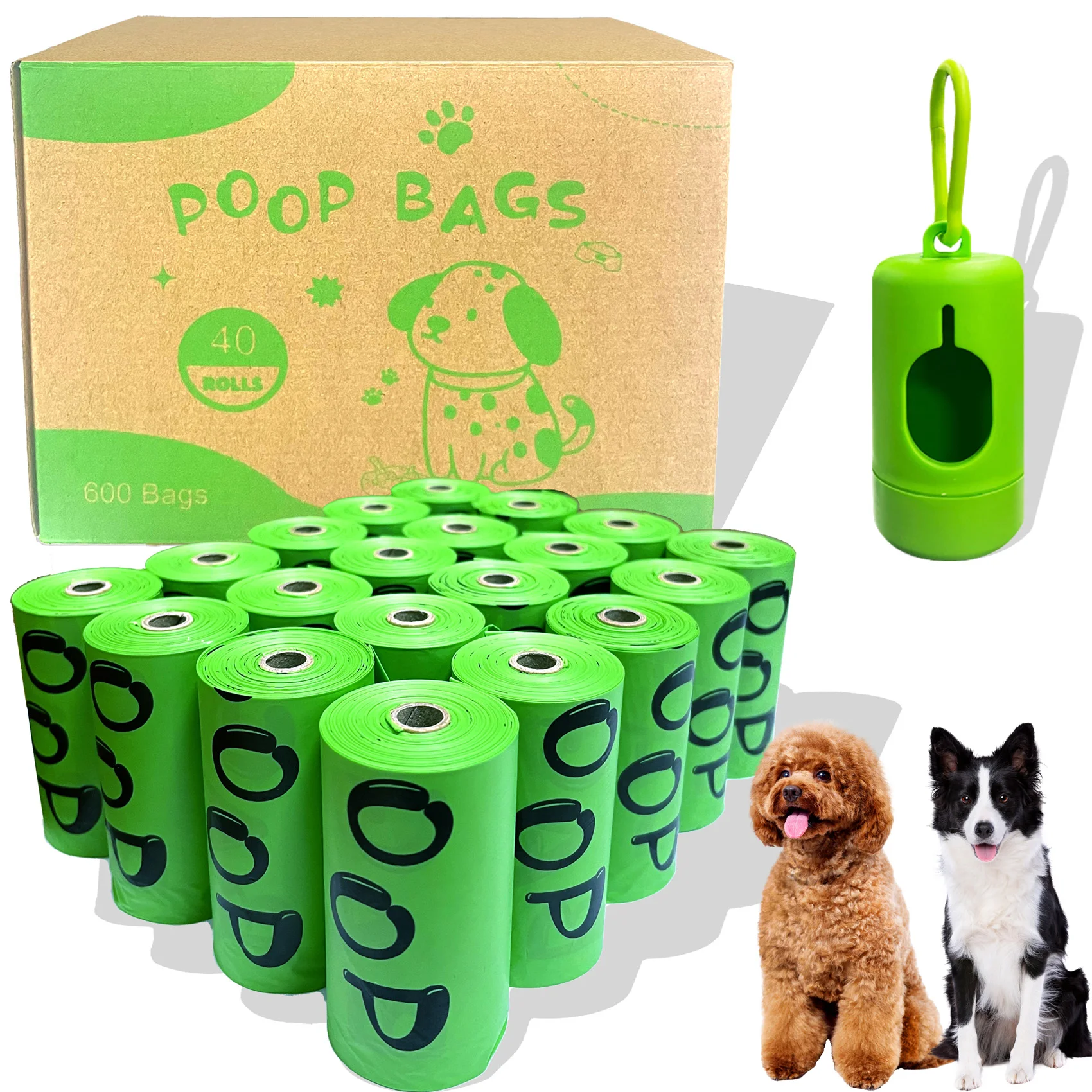 Sacs de merde de chien biodégradables certifiés sacs de merde d'amidon de maïs épaissis portables compostables avec distributeur