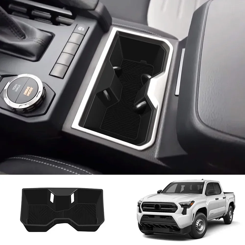 Car Storage Box For Toyota For Tacoma 2024 Central Control Water Cup Silicone Box Center Console Organizer Armrest Storage Box