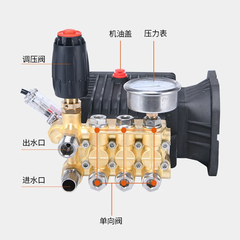 Commercial Ultra High Pressure Cleaner Pump Head Assembly, All Copper Pump Head Replacement Part for Car Washing Equipment