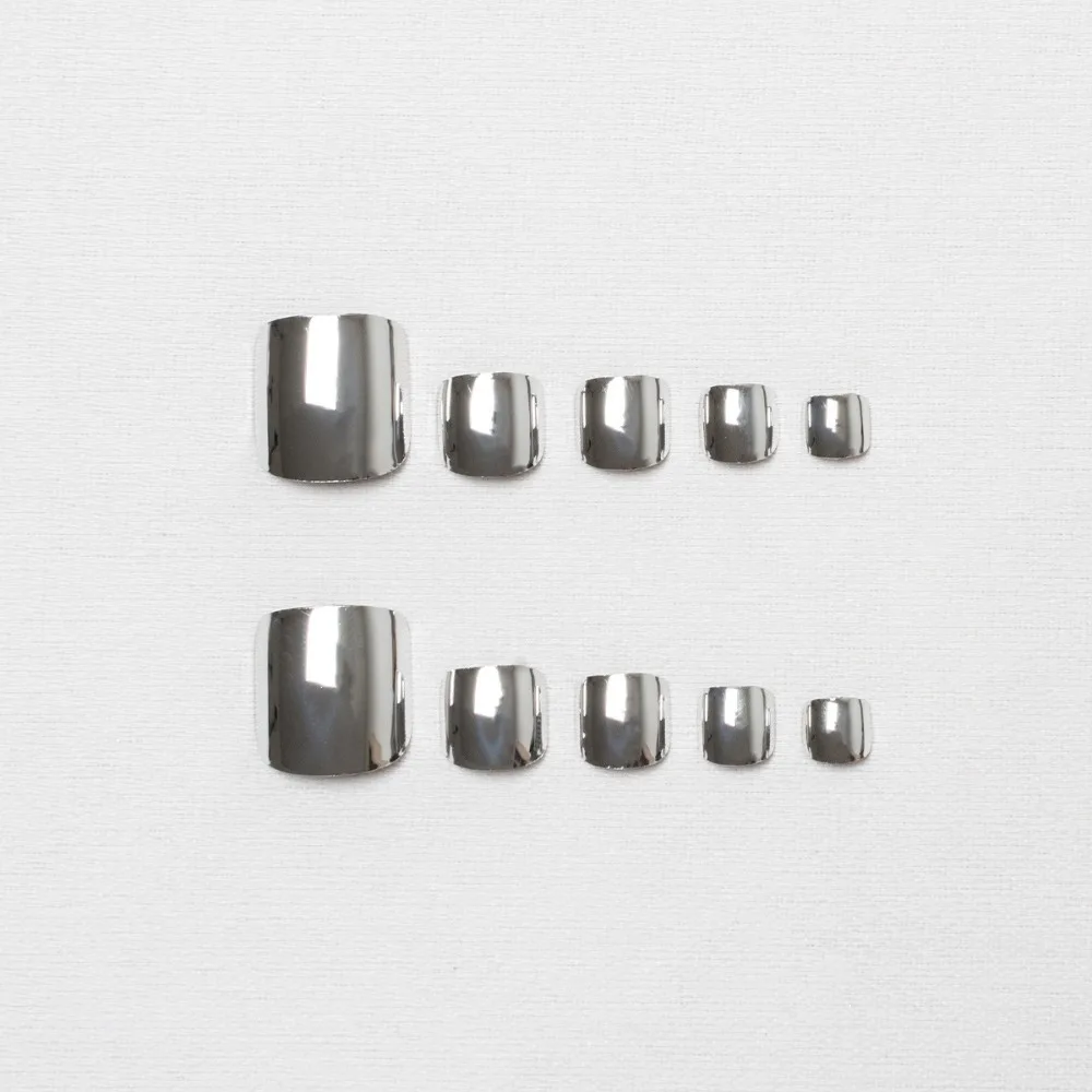 

Wearable Manicure Fake Toenails Faux Fingernails Short Length False Toe Nails Full Cover Square Head Press on Nails Girl