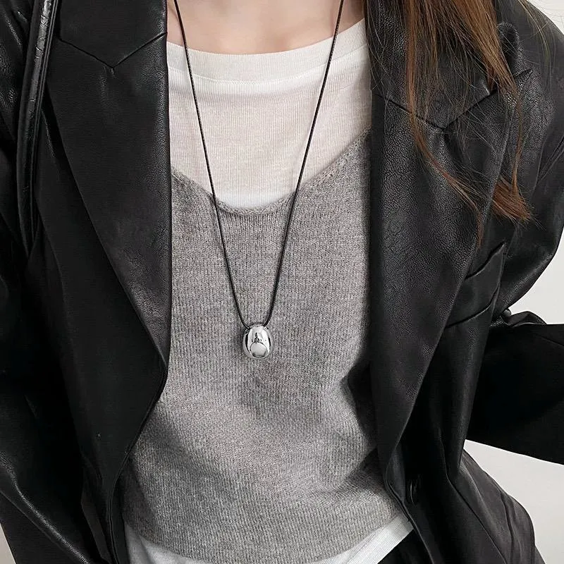 Fashion Jewelry Geometric Oval Water Drop Pendant Necklace for Women Long Style Sweater Chain Party Gifts Cool Trend Accessories