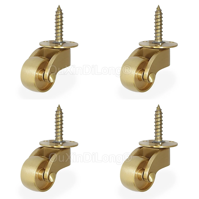 European 4PCS 1Inches Brass Wheels Universal Furniture Casters 360° Swivel Table Chairs Sofa Bar Flexible Rollers Runners