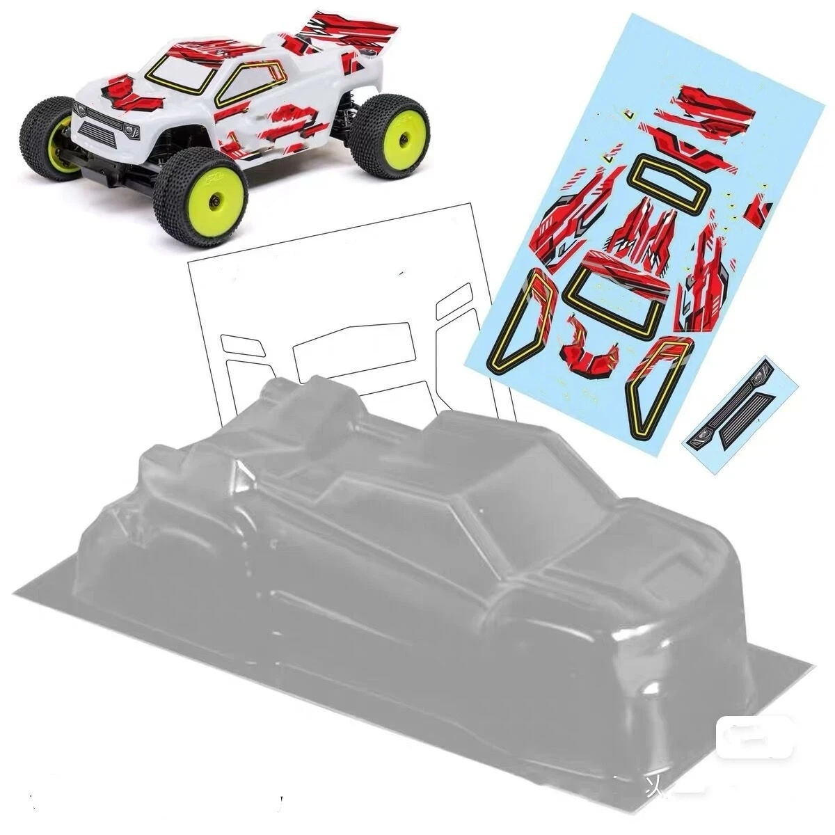 1/24 RC Car Accessories Body Shell Transparent PC With Stickers For 1/24 RC Car