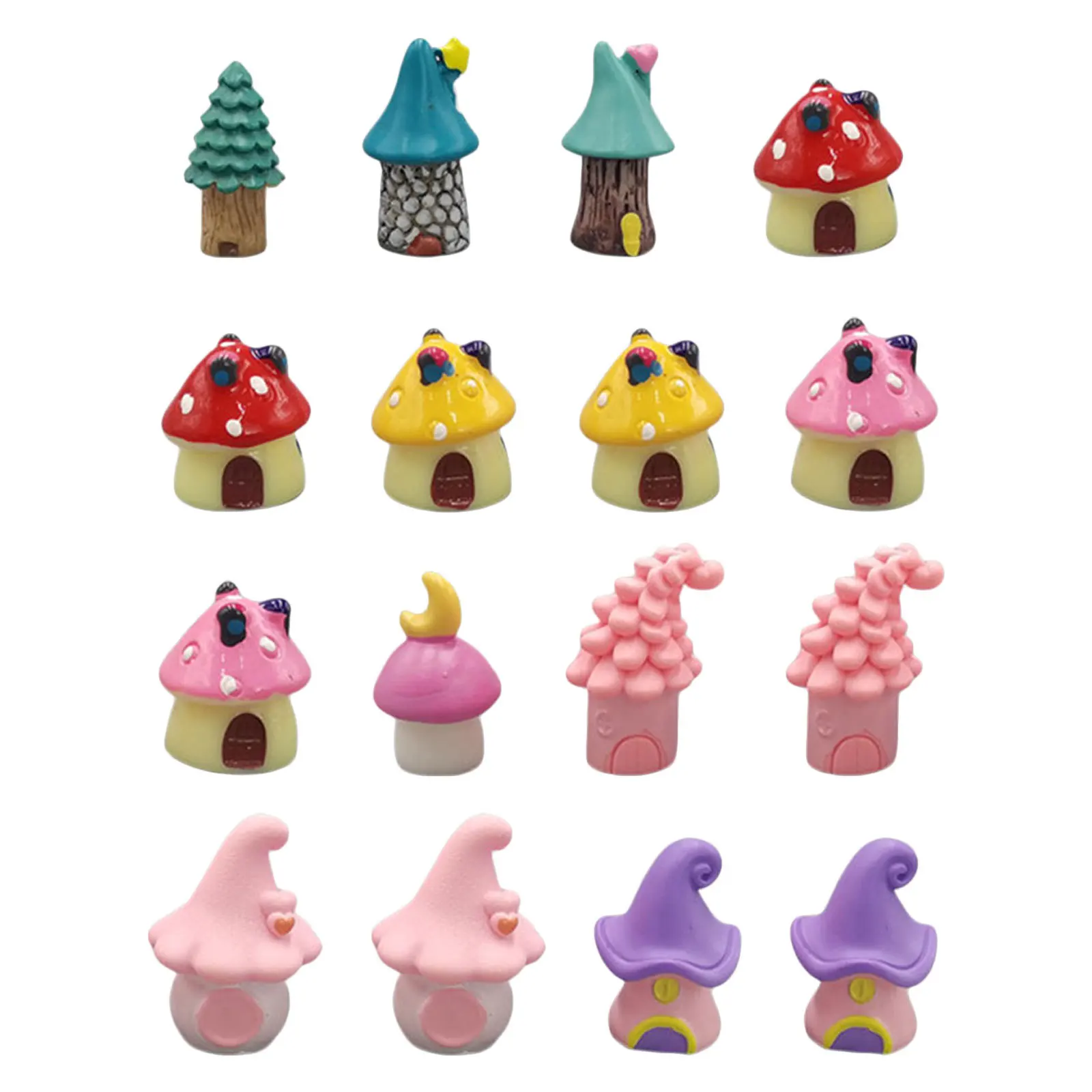 

16Pcs Miniature Resin Mushroom House Realistic Details Enrich Dollhouse Scenes Fine Motor Skills Development Mini Mushroom