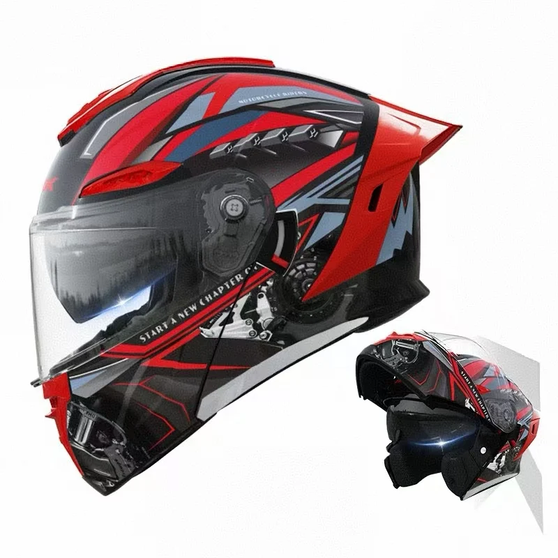 2026 Full Face Motorcycle Helmet Custom Logo DOT Double Mask New Fashionable Helmet