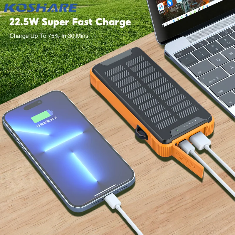 

KOSHARE Fast Charging Magnetic Wireless Charger Power Bank Solar Charging Power Bank Mobile Phone Power Bank with Fill Light