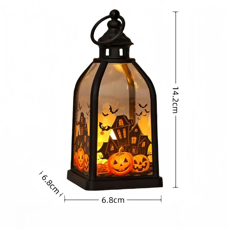 Tragbare neue Halloween-Kürbis-Dreieckslaternen für Tisch, Zuhause, Party, Gastgeschenke, Ornamente, LED-Licht-Display für Veranda, Gartendekoration