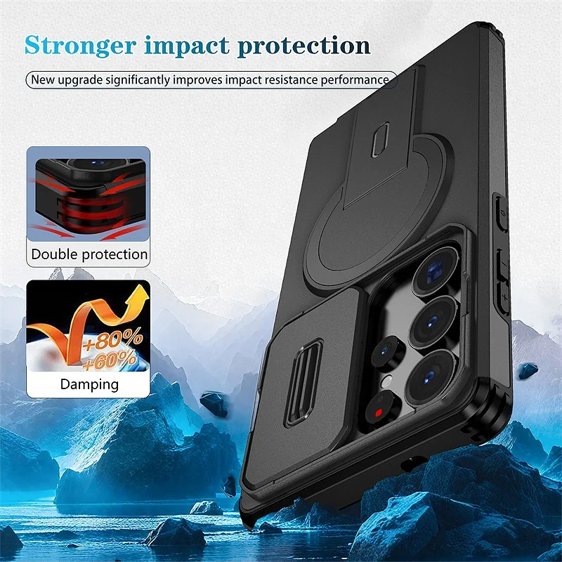 Rüstung Halterung Fall Für Samsung Galaxy S25 Ultra S25 + S25 FE Rutsche Kamera Schützen Funda Für Galaxy S25 plus S25 Ultra Zurück Abdeckung