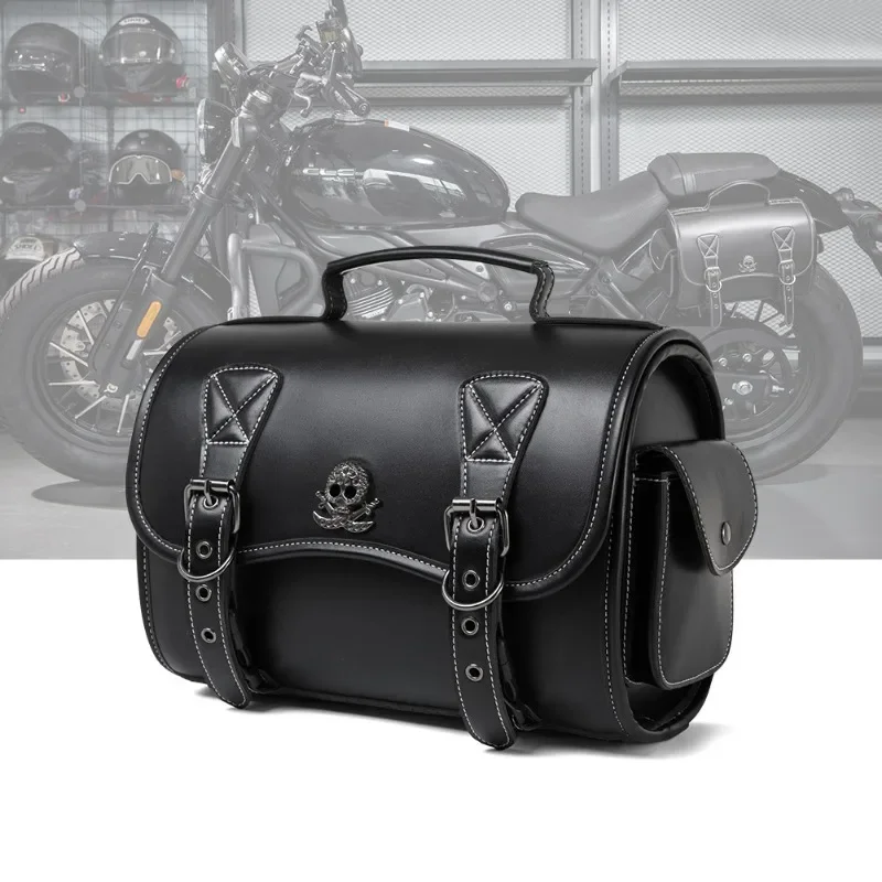 Motorcycle Rear Seat Bag Moto Hanging Bag Retro Universal High-capacity Rear Shelf Saddle Bag Motorcycle with Straps Knight Bags