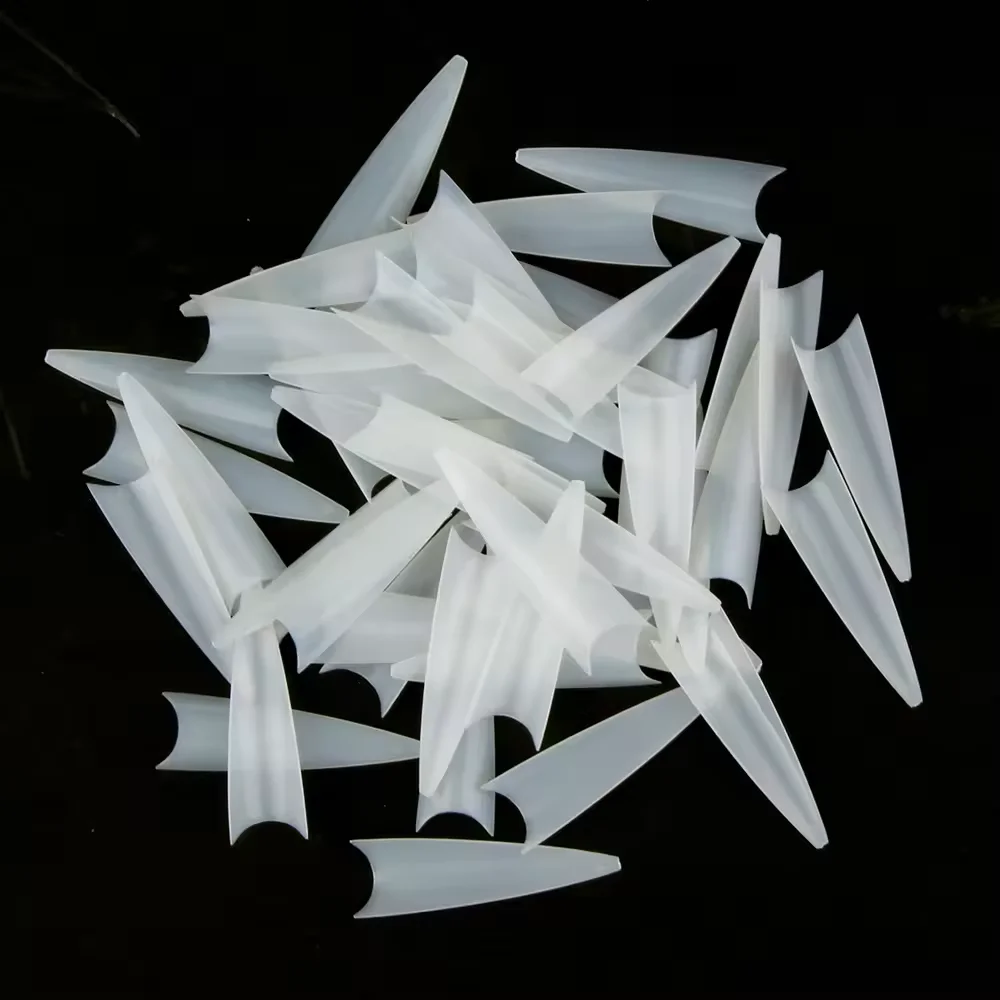 1Bag(500Pcs)Natural Stiletto Practice Nail Tips 10Size Half Cover Fake Acrylic Tip UV Gel Extension Press On Nails Manicure Tool