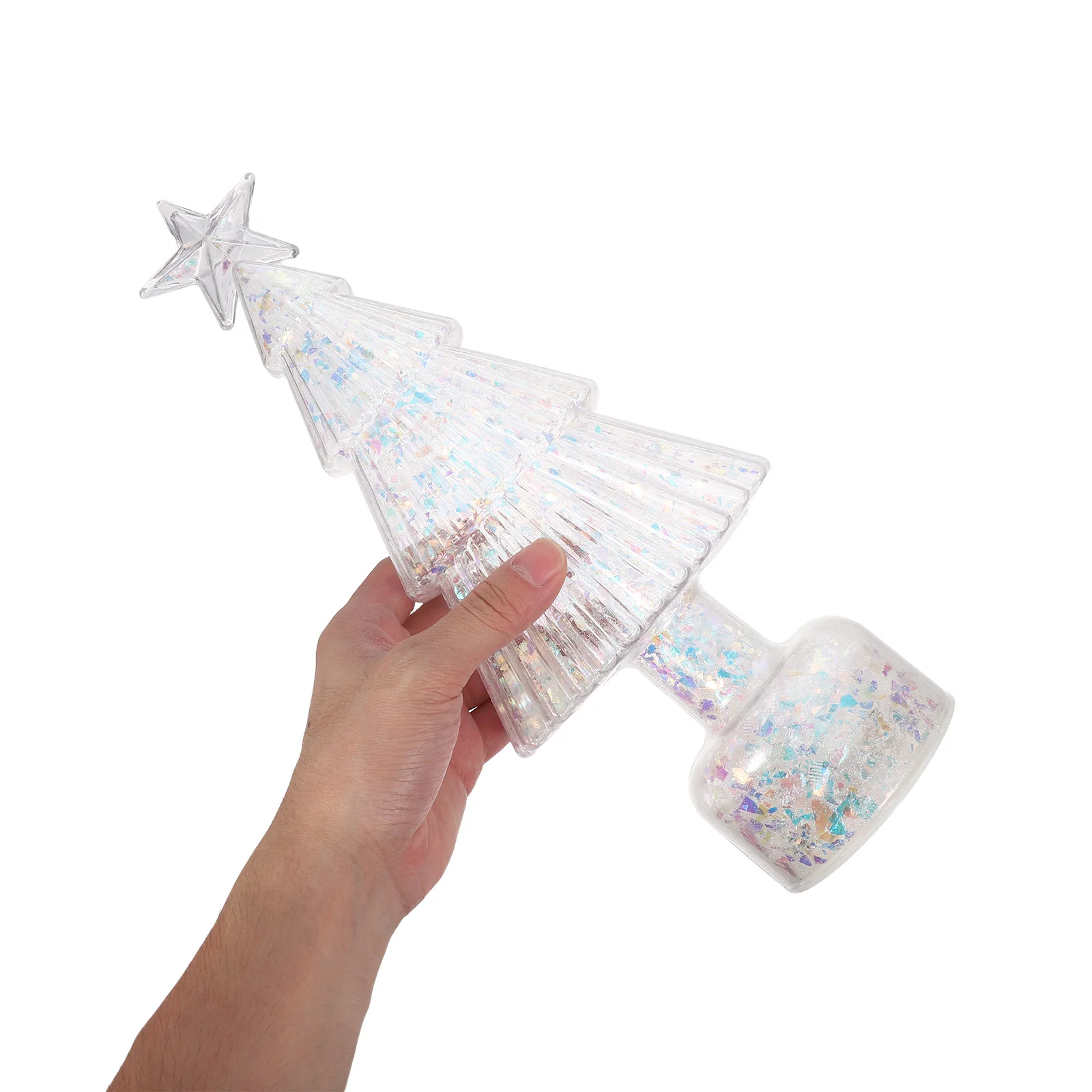 

Iridescent Christmas Tree Desktop Star Top LED Small Night Lamp Tabletop Xmas Centerpiece Indoor Kids Room Nursery Decor