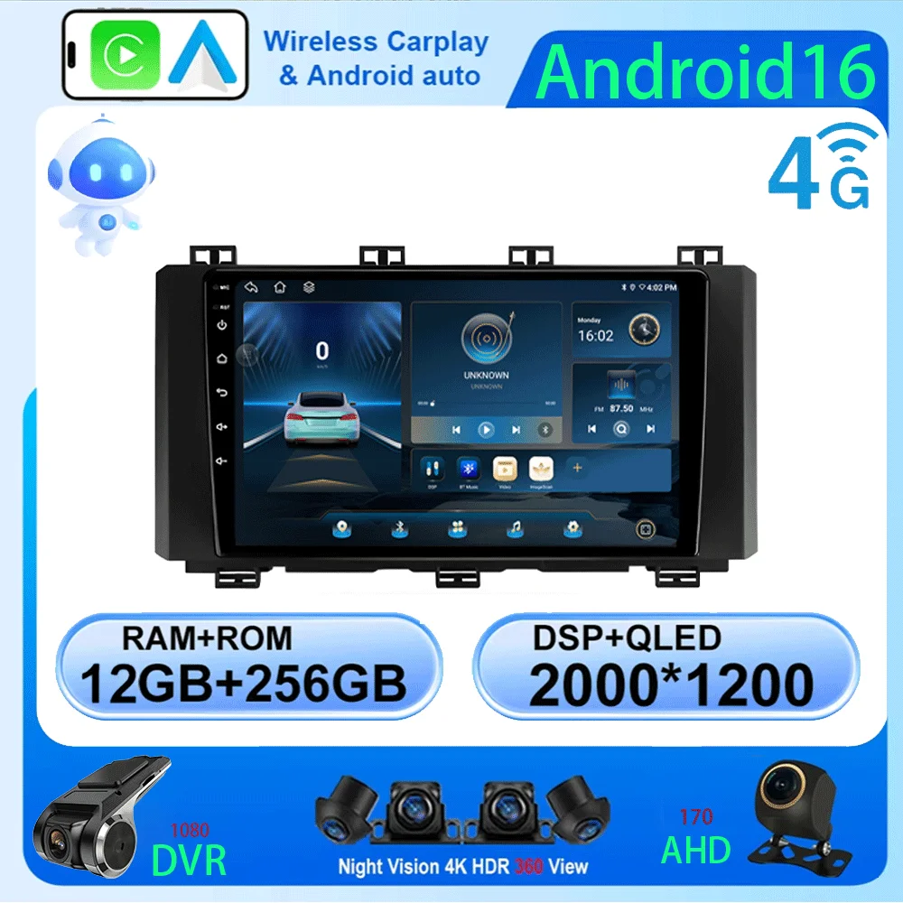 Android 16 For Seat Ateca Cupra 2016 - 2023 2K QLED Android Car Radio Multimedia Video Player GPS AI Voice CarPlay 4G Stereo