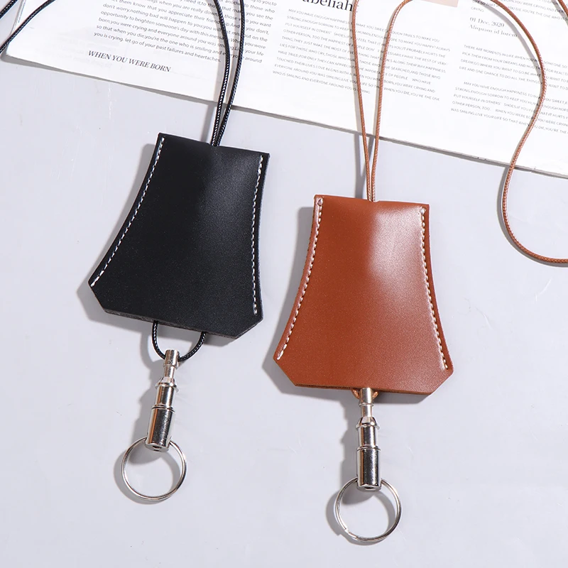 Creative PU Leather Travel Luggage Tag Key Holder With Lanyard Fashion Keychain Holder Bag Charm Daily Decoration