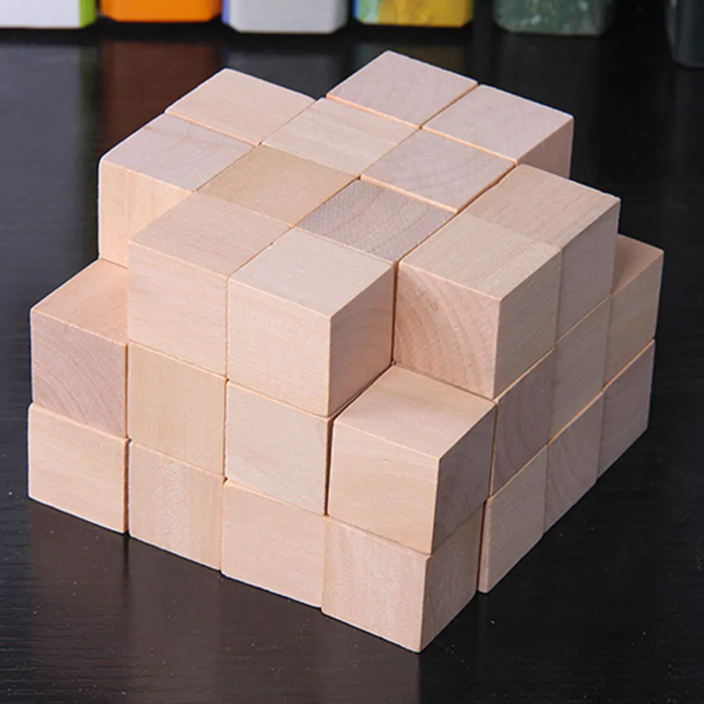 50 قطعة مكعبات حرفية خشبية من Hemu 2.5 سنتيمتر مكعبات بناء ناعمة ذاتية الصنع للأطفال الإبداع العملي على المشاريع الزخرفية الصغيرة للتعلم