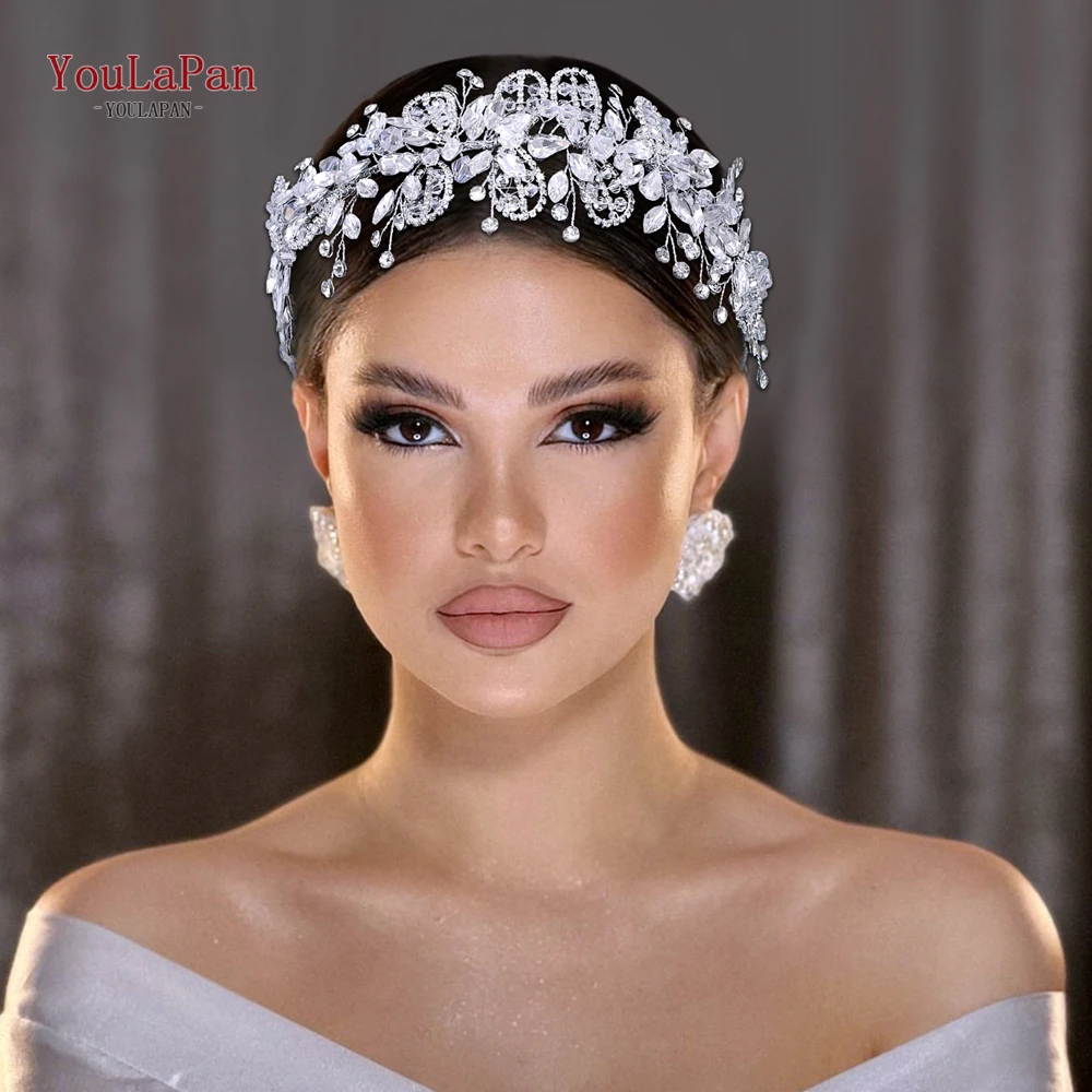 YouLaPan-Diadema de hoja de diamantes de imitación para mujer, tocado de cristal para novia, accesorios para el cabello para fiesta de graduación, HP743