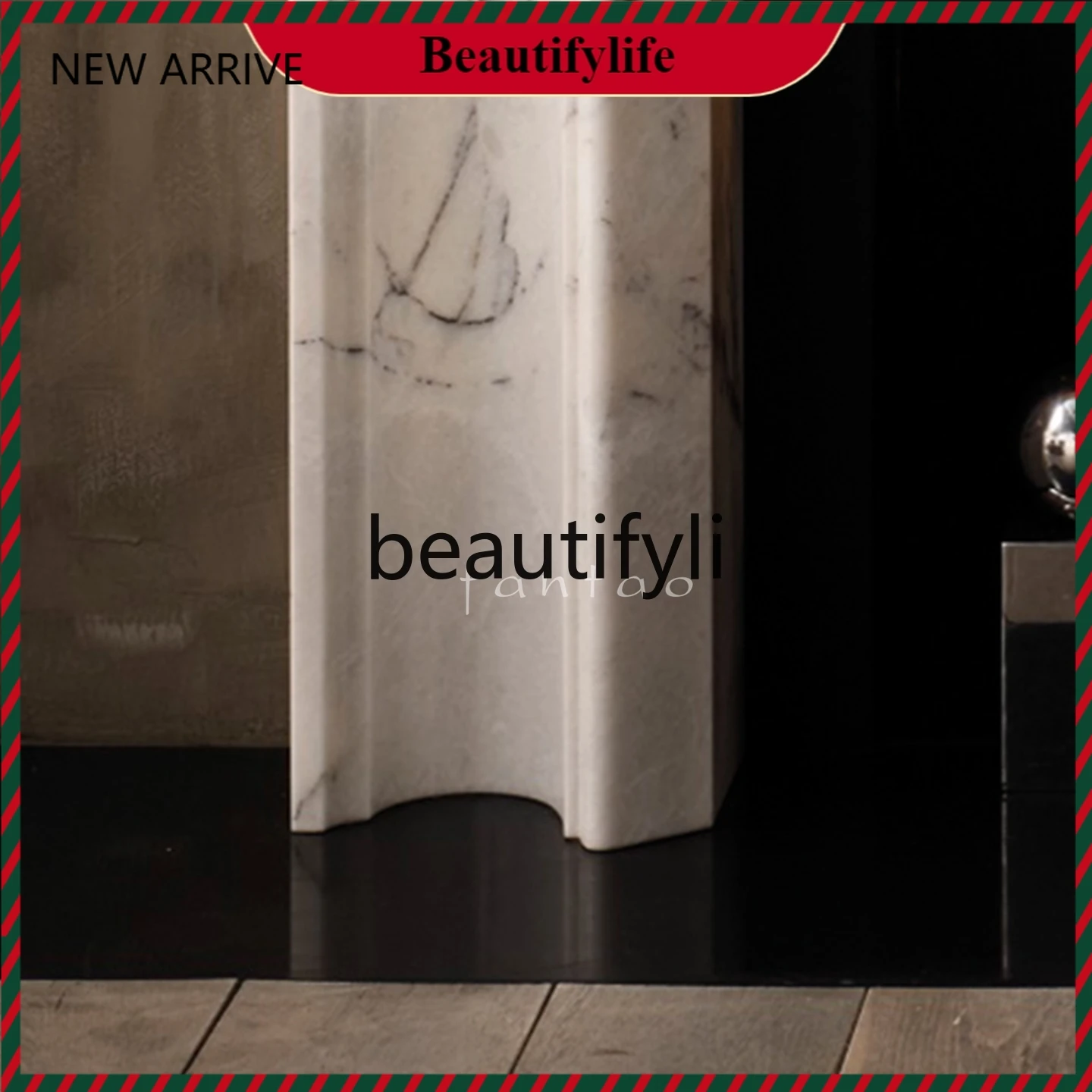 

KK32 French minimalist natural marble fireplace decorative cabinet American light luxury living room stone fireplace rack