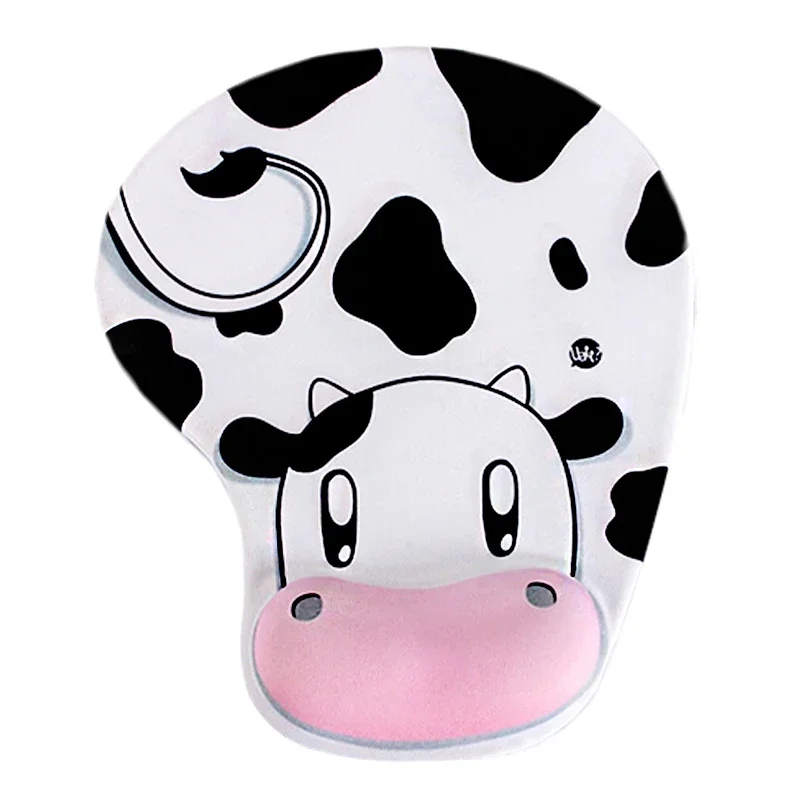 Cute Cow Silicone Mouse Pad Mat With Gel Wrist Support For Laptop Accessories For Macbook Memory Foam Comfort Pad Anti-Slip